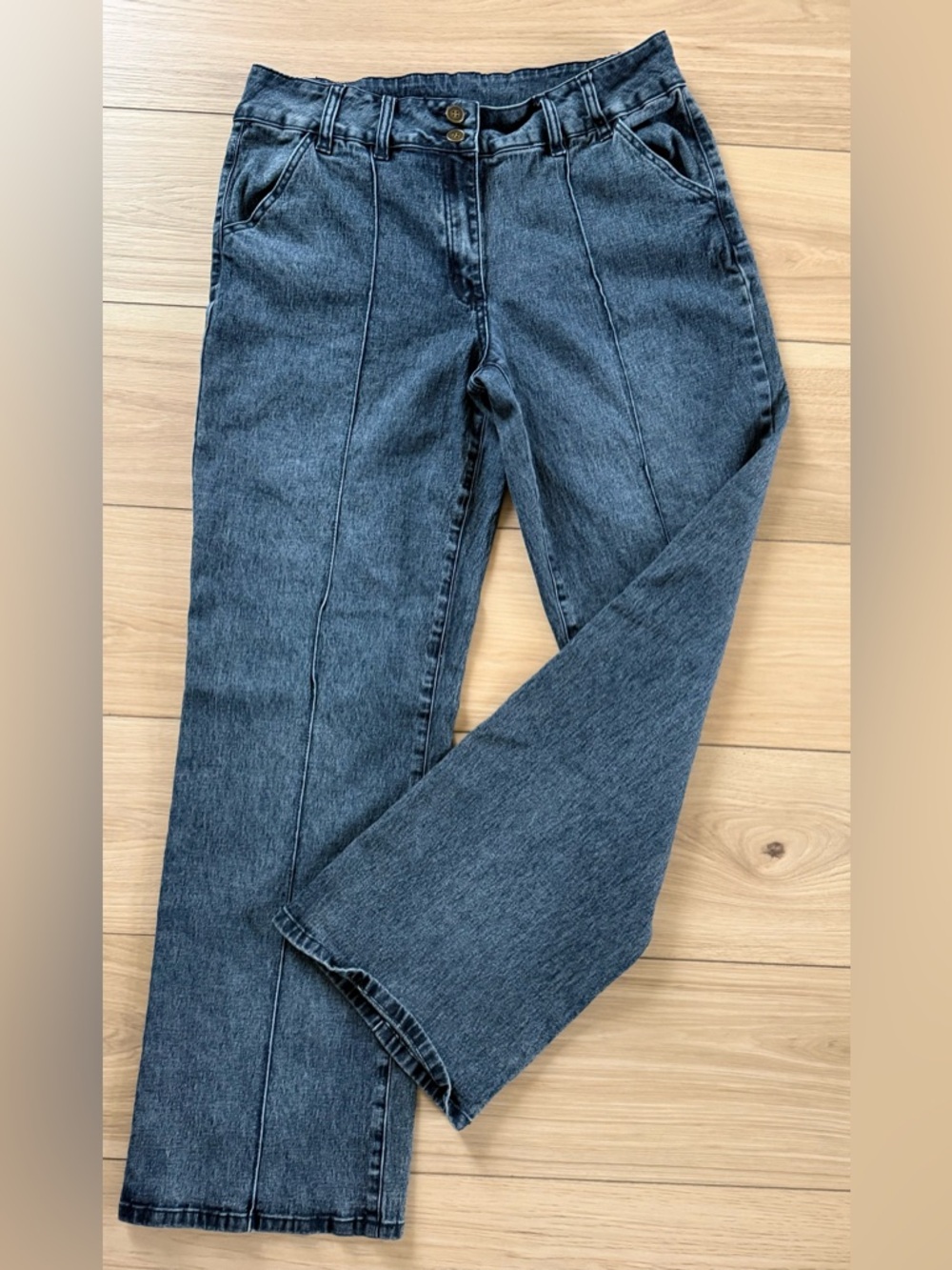 DG2 Diane Gilman Wide Leg Jeans High Rise Gray Wash Y2K Style Size 12
